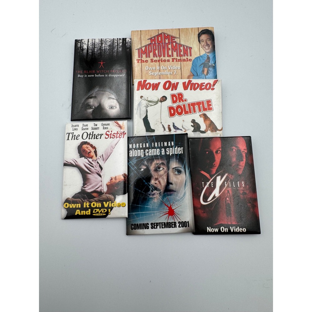 Vintage Promo Movie Pins Lot 6pc Blair Witch X-Files Home Improvement Dr Dolittl